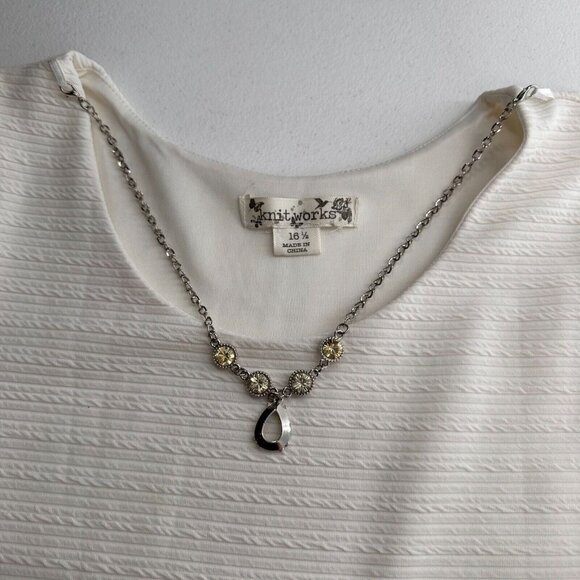 Knitworks Girls White & Black Sleeveless Dress 16 1/2 Necklace Tulle Holiday - Picture 6 of 12